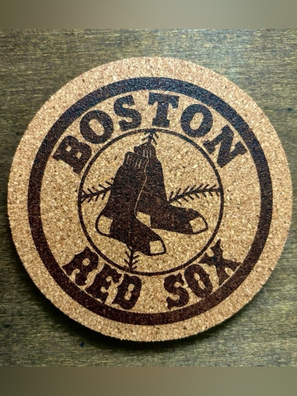 Boston Red Sox Laser Engraved Cork Coaster - Picture 1 of 5